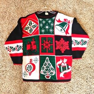 Vintage Holiday Time Christmas 90s Blend Knit  Sweater Women Medium